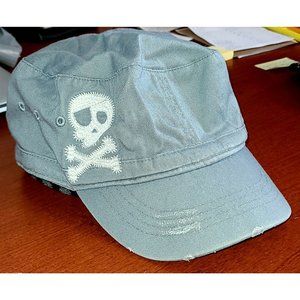 Place Est 1989 Brand Skull & Bone Eye Patch Retro Hat Size 7-8 hook & loop